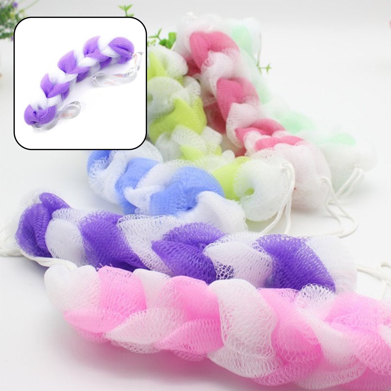 6072 Hanging Bath Shower Long Loofah Sponge Pouf Body Scrubber Small Size (Pack of 6) 6072 Hanging Bath Shower Long Loofah Sponge Pouf Body Scrubber Small Size (Pack of 6)